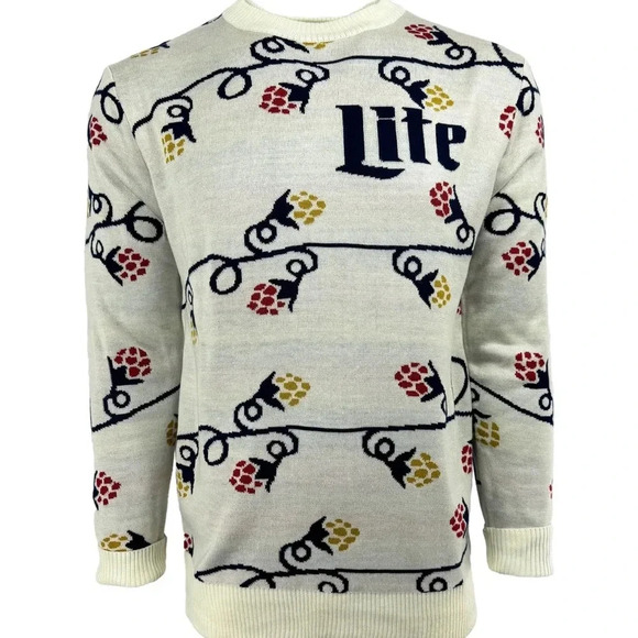 Miller Lite Knit Holiday Ugly Christmas Sweater Unisex Festive - Picture 2 of 9
